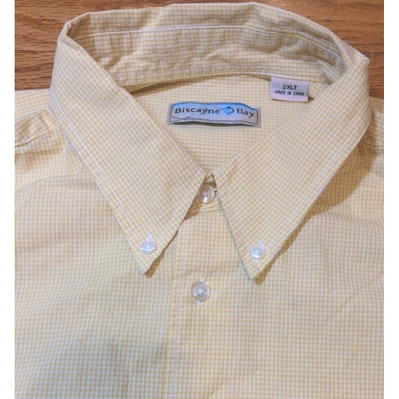 Biscayne Bay Men's Big & Tall Long Sleeve Checkered Yellow Fishing Shirt 2XLT - Picture 5 of 8